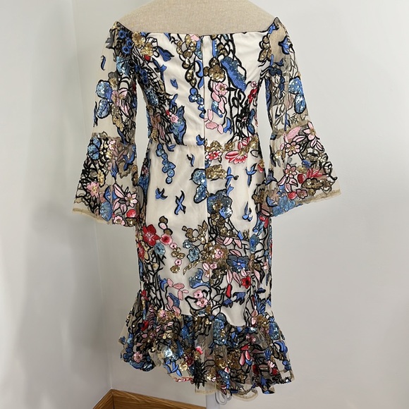 Alexia Admor Women’s Dress size 6 Sequin Embroidered Floral Formal Off Shoulder - Picture 2 of 11